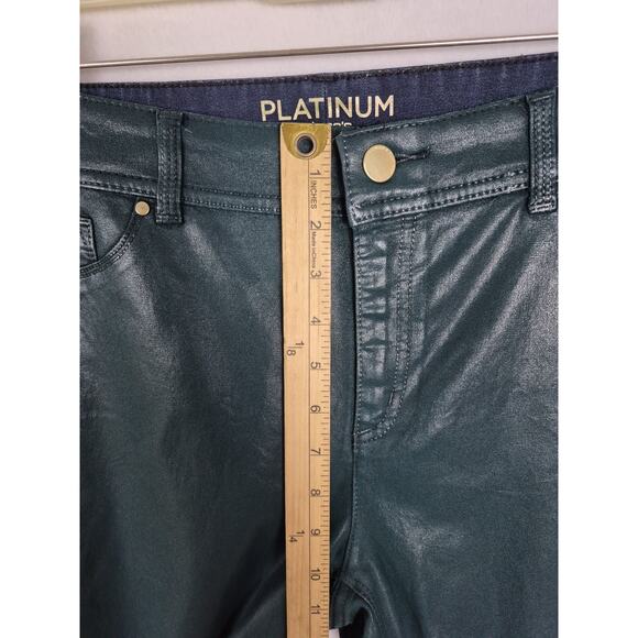 Chico’s Platinum Coated Jeans Size 1.5 Metallic Green Skinny Stretch Pants - Picture 8 of 10